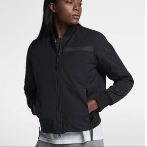 NIKE AIR Black Bomber Woven Moto Structured Jacket Primaloft Insulated Small S